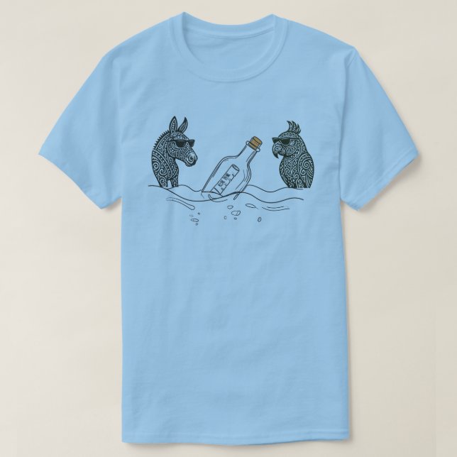 Dibs & Parrot with a spirits bottle T-Shirt (Design vorne)