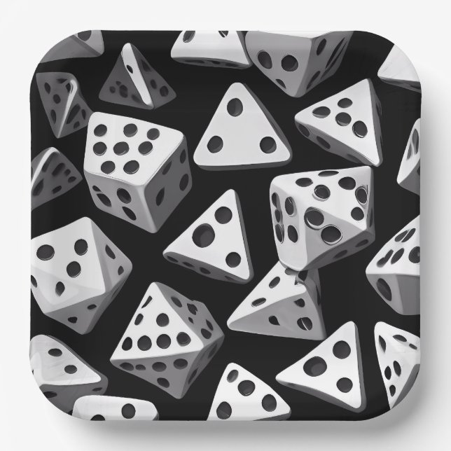 Dice Delight: Eine geometrische Kaskade Pappteller (Vorderseite)