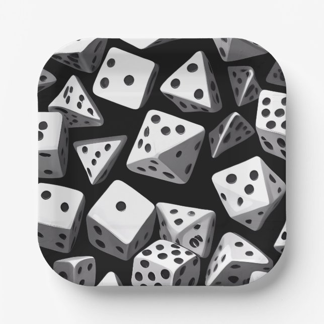 Dice Delight: Eine geometrische Kaskade Pappteller (Vorderseite)