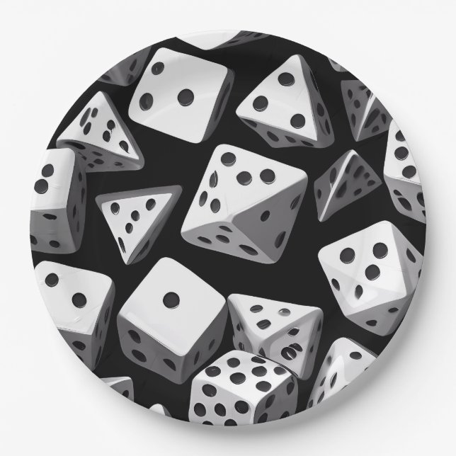 Dice Delight: Eine geometrische Kaskade Pappteller (Vorderseite)