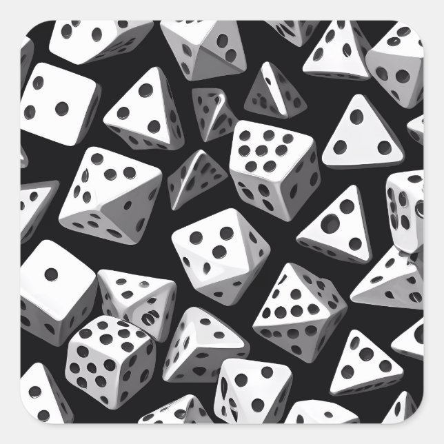 Dice Delight: Eine geometrische Kaskade Quadratischer Aufkleber (Vorderseite)