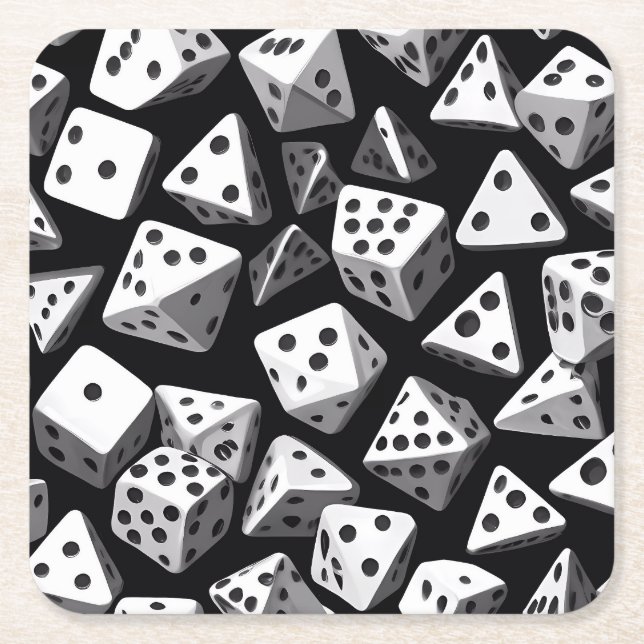 Dice Delight: Eine geometrische Kaskade Rechteckiger Pappuntersetzer (Vorderseite)