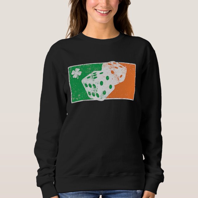 Dice Game St Patrick's Day Irish Flag C Distressed Sweatshirt (Vorderseite)
