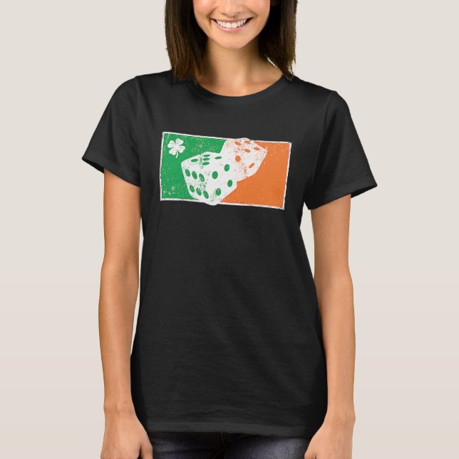 Dice Game St Patrick's Day Irish Flag C Distressed T-Shirt (Vorderseite)