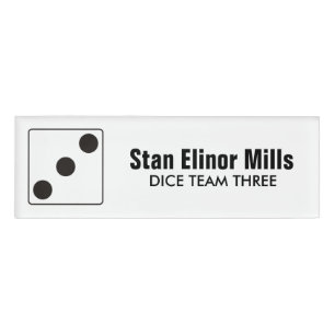DICE Nummer der Pips schwarz 3 + Ihr Backgr. Idee Namenschild