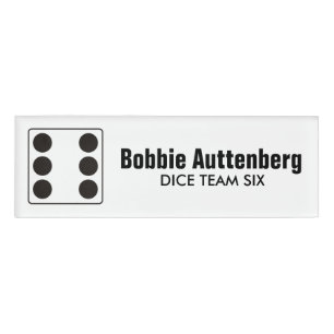 DICE Nummer der Pips schwarz 6 + Ihr Backgr. Idee Namenschild