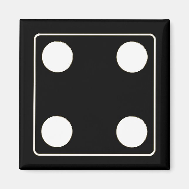 DICE Nummer der Pips weiß 4 + Ihr Backgr. Magnet (Vorne)