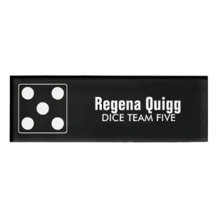 DICE Nummer der Pips weiß 5 + Ihr Backgr. Idee Namenschild
