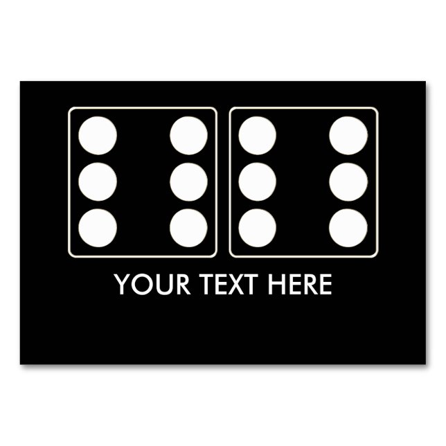 DICE-Nummer der Pips weiß 6 + 6 + Ihr Text Tischnummer (Vorderseite)