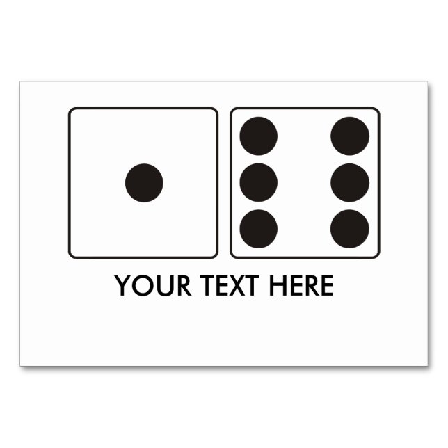 DICE-Nummern der Pips 1 + 6 + Ihr Text Tischnummer (Vorderseite)