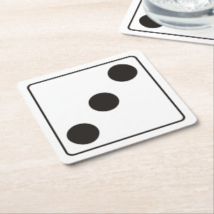 DICE-Nummern der Pips 3 + Ihr Backgr. Rechteckiger Pappuntersetzer