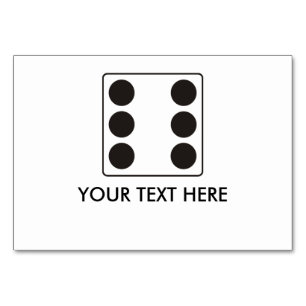DICE-Nummern der Pips 6 + Ihr Text Tischnummer