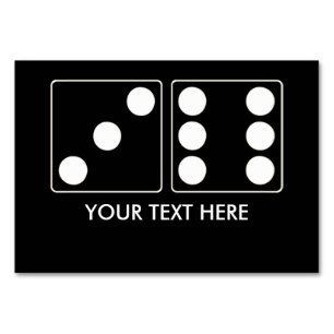 DICE-Nummern der Pips weiß 3 + 6 + Ihr Text Tischnummer