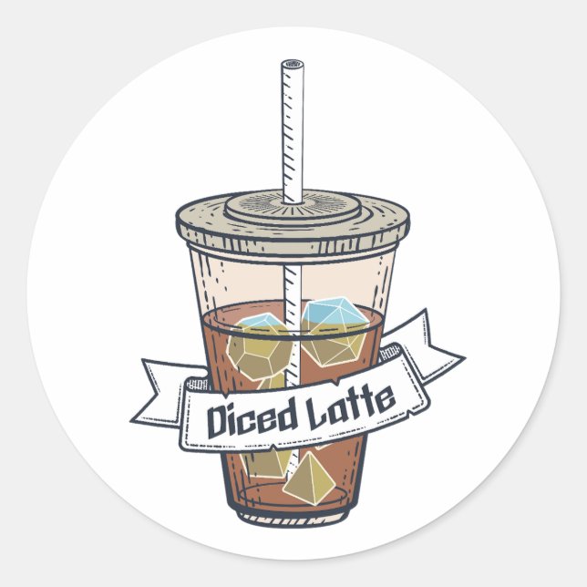 Dichter Latte Dice Ice-Kaffee Runder Aufkleber (Vorderseite)
