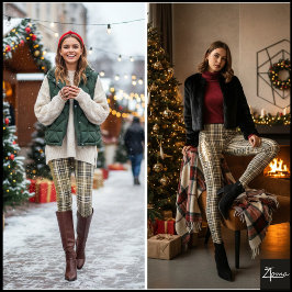Dichtes Braun-Schwarz-Mini-Karomuster Leggings