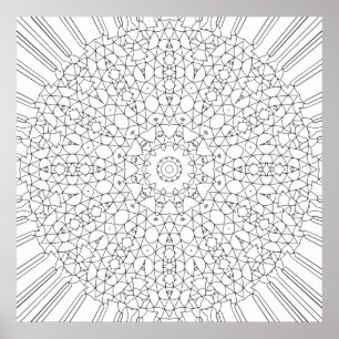 Dichtes Mosaik-Gitter-Mandala-Muster-Kunst-Design Poster