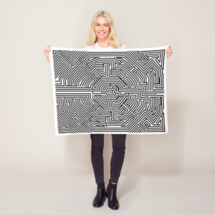 Dichtes Schwarz-Weiß-Geometrisches-Abstraktes Must Fleecedecke