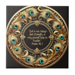 Dick Peacock Feather Frame Bibel Verses Fliese
