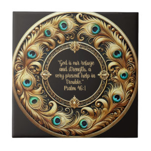Dick Peacock Feather Frame Bibel Verses Fliese