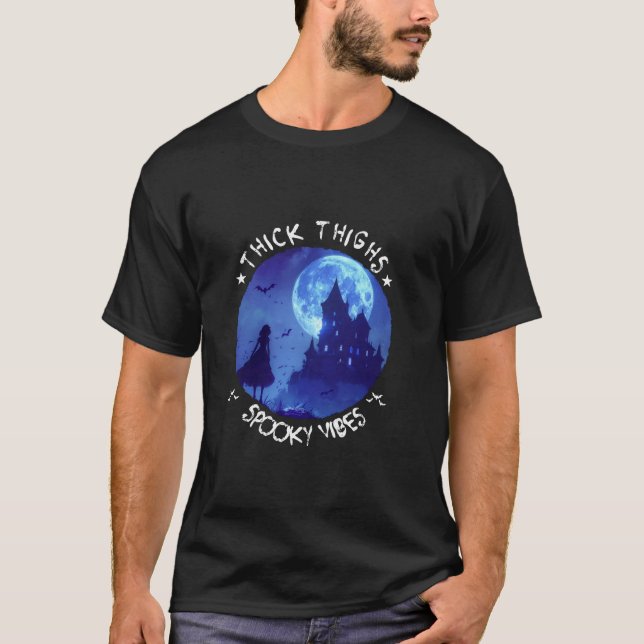 Dick Thighys Spooky Vibes Funny Halloween Spuk T-Shirt (Vorderseite)