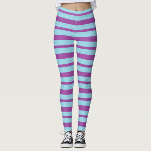 Dick und dünne Pastel Blau und Lila Streifen Leggings