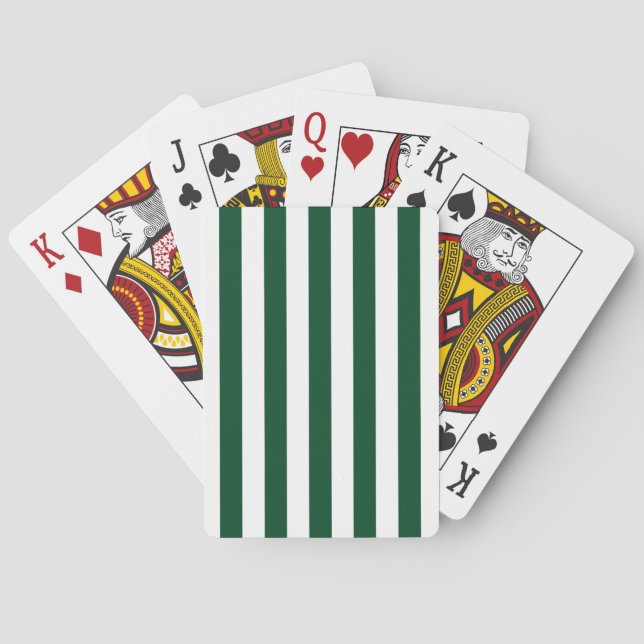 dick Vertikale Streifen Forest Green White Stripin Spielkarten (Rückseite)