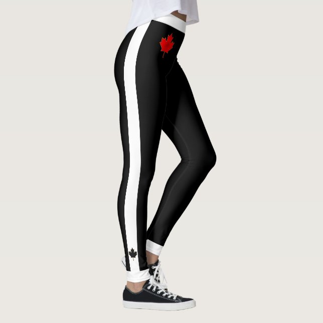 Dick Waistband Canada Maple Leaf auf Black & White Leggings (Rechts)