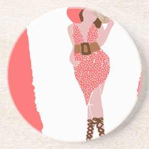 Dick Woman in einem Polka Dot Dress Getränkeuntersetzer