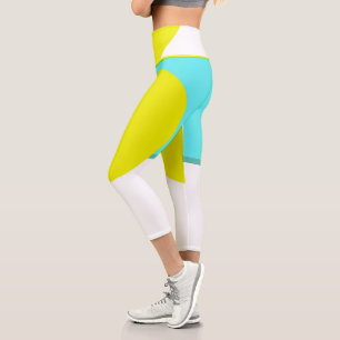 Dicke Abstrakte Art Cirquoise Turquoise Green Yell Capri Leggings