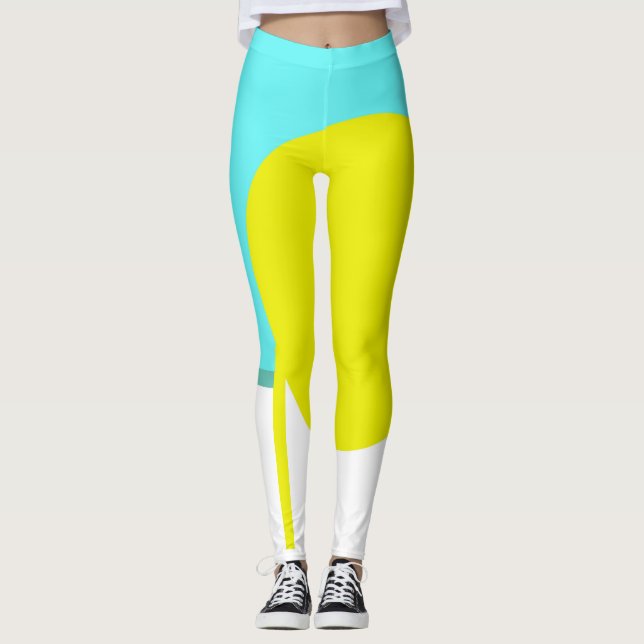 Dicke Abstrakte Art Cirquoise Turquoise Green Yell Leggings (Vorderseite)