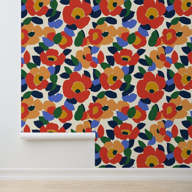 Dicke Abstrakte Blumenmuster Tapete (Anwendung)