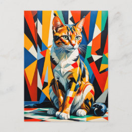 Dicke Abstrakte Cat Artwork Postkarte