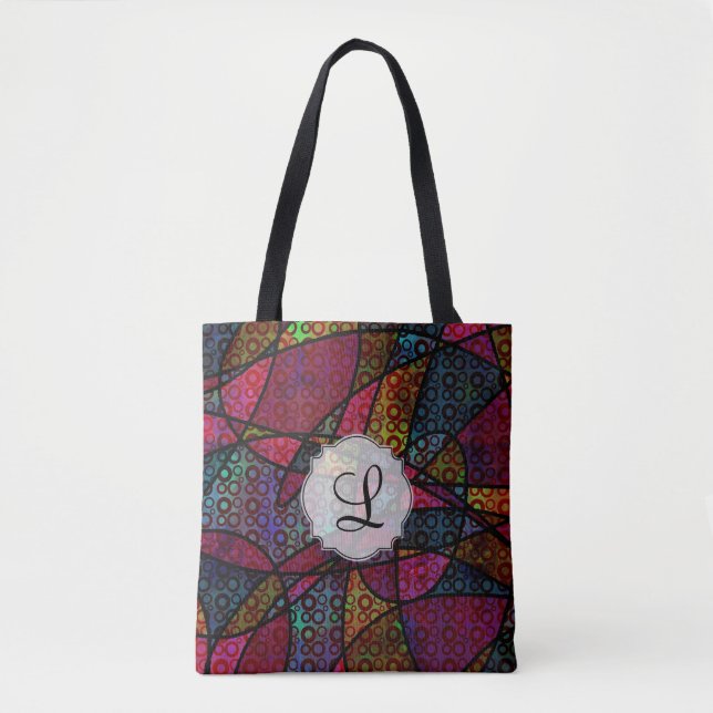Dicke Abstrakte Farbige Digital Art Monogram Tasche (Vorderseite)