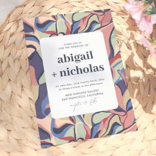 Dicke Abstrakte florale Einzigartige Retro-Hochzei Einladung