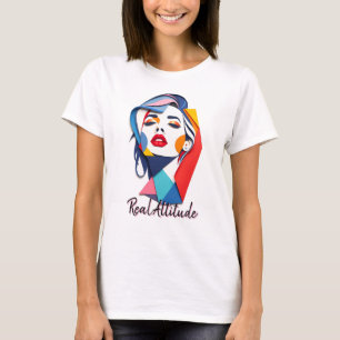 Dicke Abstrakte Frau mit kräftigen Farben T-Shirt