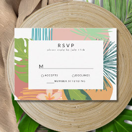 Dicke Abstrakte Koralle Aquamarine Hochzeit RSVP Karte