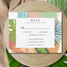 Dicke Abstrakte Koralle Aquamarine Hochzeit RSVP Karte