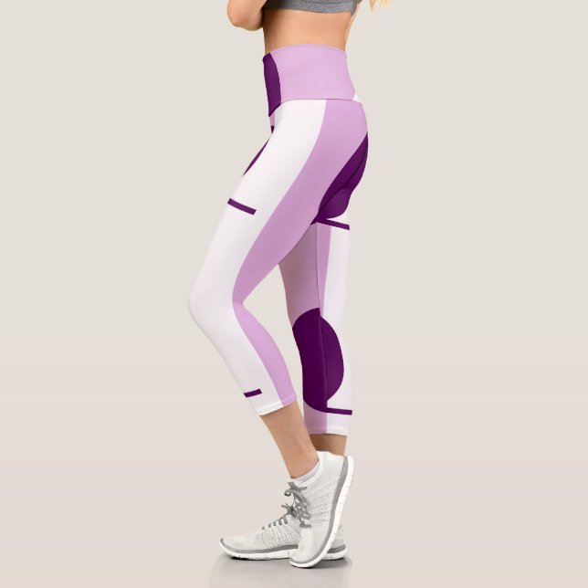Dicke Abstrakte Kunstzirkulation Lila Pink White Capri Leggings (Links)