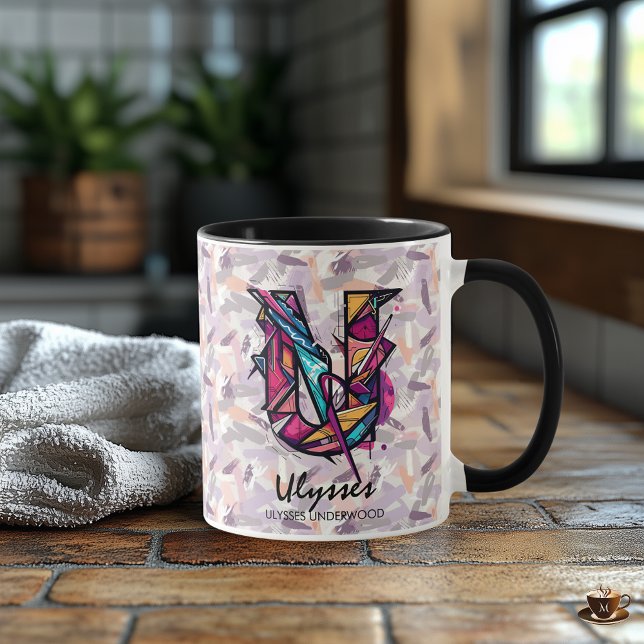 Dicke Abstrakte Monogramm-Tasse - U für Ulysses Tasse (Von Creator hochgeladen)