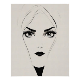 Dicke Abstrakte schwarze und weiße Frau Poster