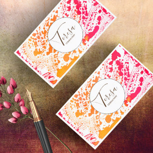 Dicke Abstrakte Wasserfarbe Rot/Orange ID565 Visitenkarte