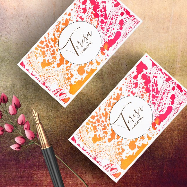 Dicke Abstrakte Wasserfarbe Rot/Orange ID565 Visitenkarte (Von Creator hochgeladen)