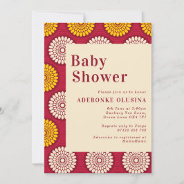 Dicke afrikanische Wax Print Red & Yellow Baby Dus Einladung