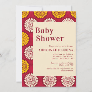 Dicke afrikanische Wax Print Red & Yellow Baby Dus Einladung