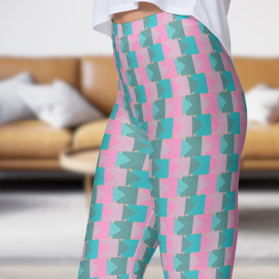Dicke Aquamarine und rosa Pfeile Leggings