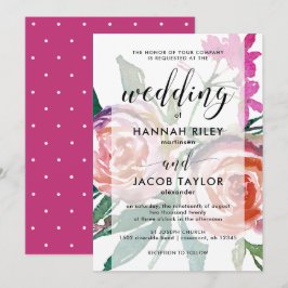 Dicke Aquarellblüte mit Overlay-Hochzeit Einladung