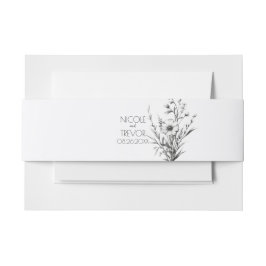 Dicke B&W-Wildblumen Einladung Bauchband Einladungsbanderole