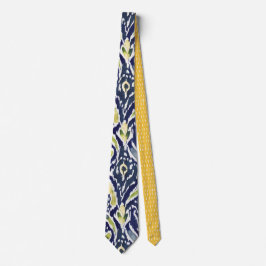 Dicke, blau gelb, Abstrakt, klassisch Ikat Muster Krawatte
