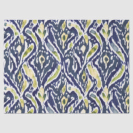 Dicke, blau gelb, Abstrakt, klassisch Ikat Muster Seidenpapier