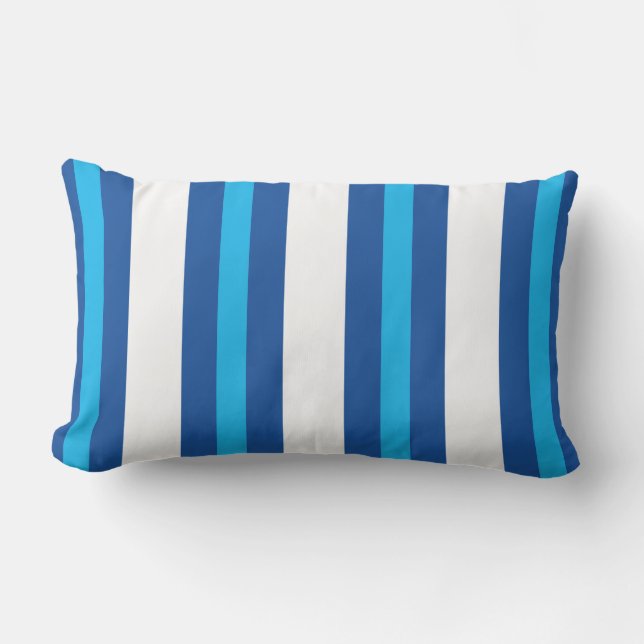 Dicke blau und weiß gestreifte Lumbar Außenkissen Kissen Für Draußen (Vorderseite)